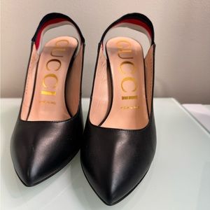 Gucci Sylvie Leather Slingback Pumps in Black